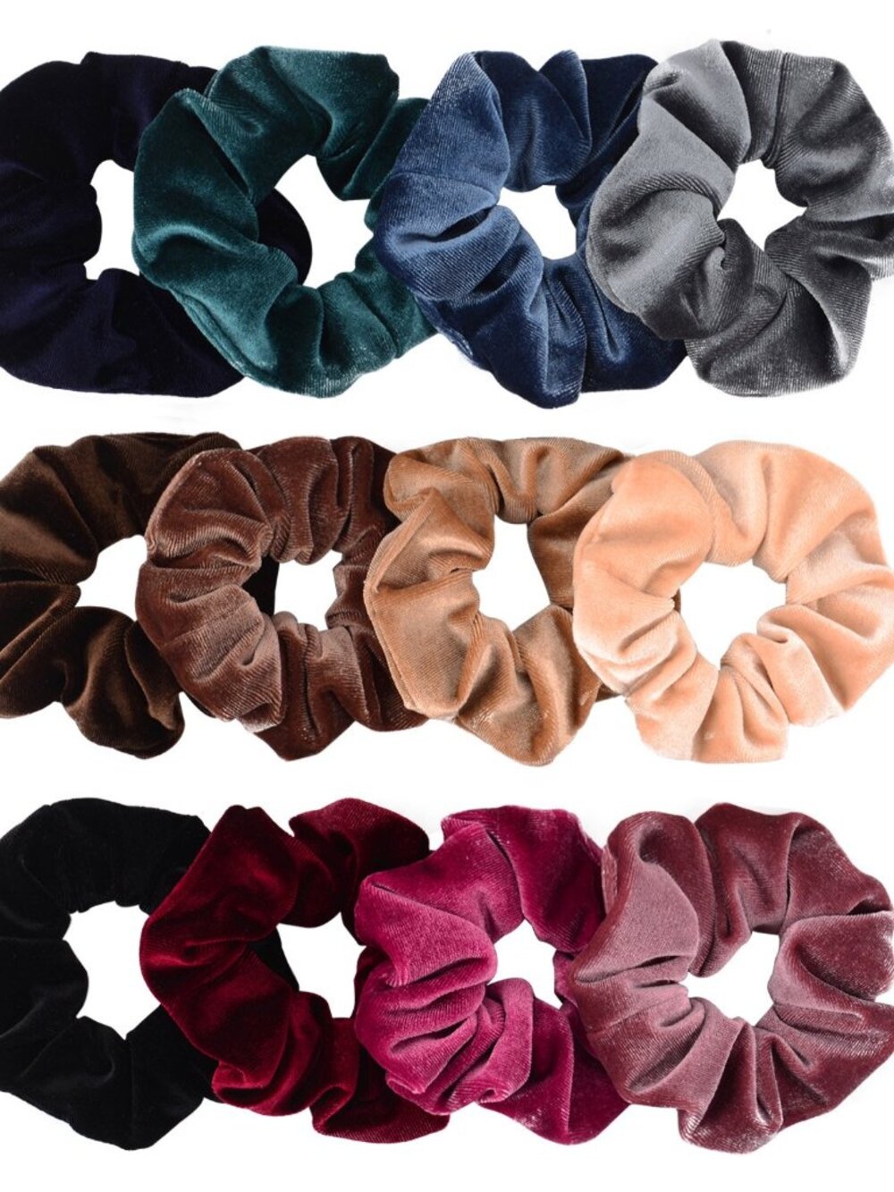 12 Pack Velvet Hair Scrunchies for Women, 12 Colors